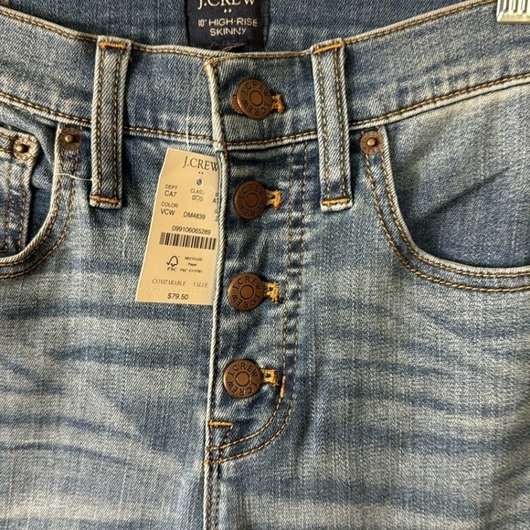 J. Crew 10" High Rise Skinny Stretch Jean Women's 26 Blue Inseam 27" Raw Hem NWT - Picture 6 of 13